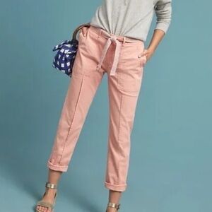 Anthropologie Wanderer pant trousers women’s 29” pink embroidered belt VGUC